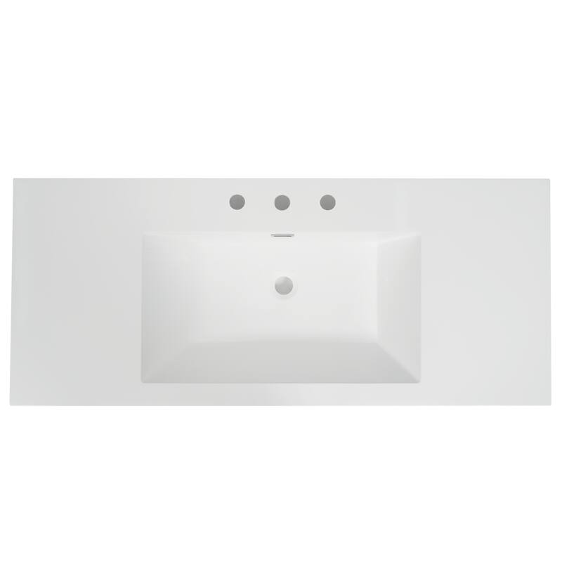 Roomfitters 48" Resin Bathroom Vanity Top with Integrated Basin, 8-Inch Widespread 3-Hole Drill, Bright White