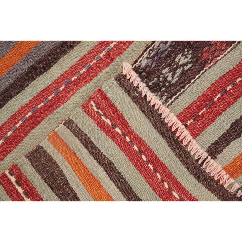 Hand Woven Oriental 100% Wool Carpet Southwestern Tribal Multi-Colored Kilim Area Rug - 8' 7'' X 4' 8''