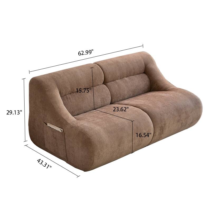 Chenille Loveseat, Memory Foam 2-Seater Couch Upholstered Deep Seat Sofa