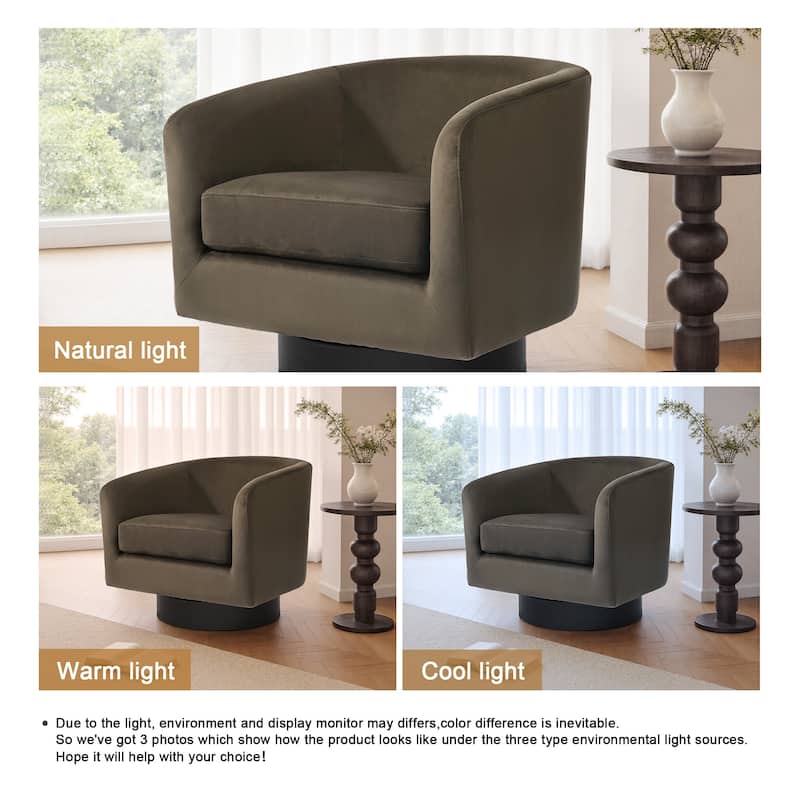 UIXE 360° Swivel Barrel Accent Chair Velvet Armchair For Living Room