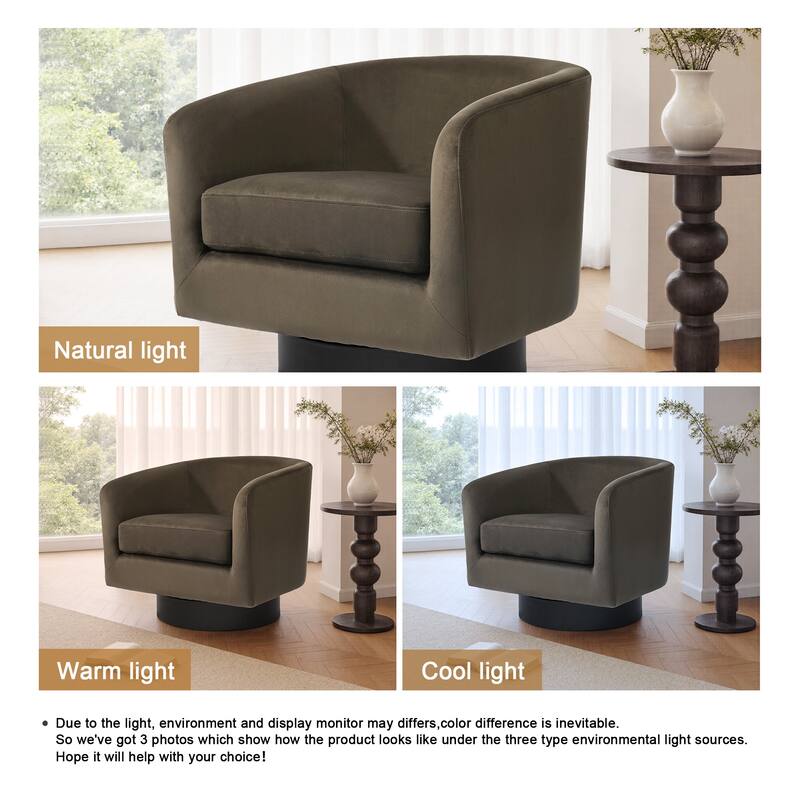 UIXE Set of 2 Swivel Barrel Accent Chair Velvet Armchair For Living Room
