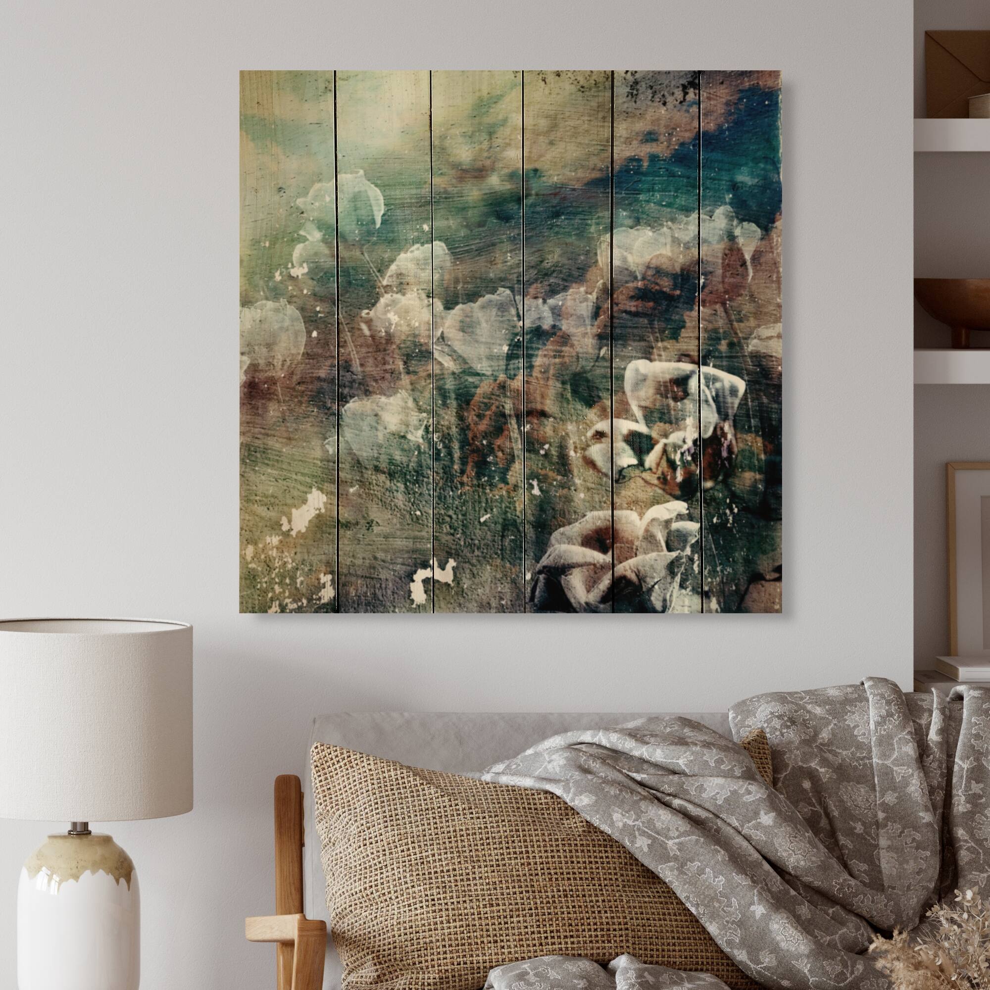 Designart 'Grunge Retro Vintage Design' Vintage Wood Wall Art Panels Natural Pine Wood Bed