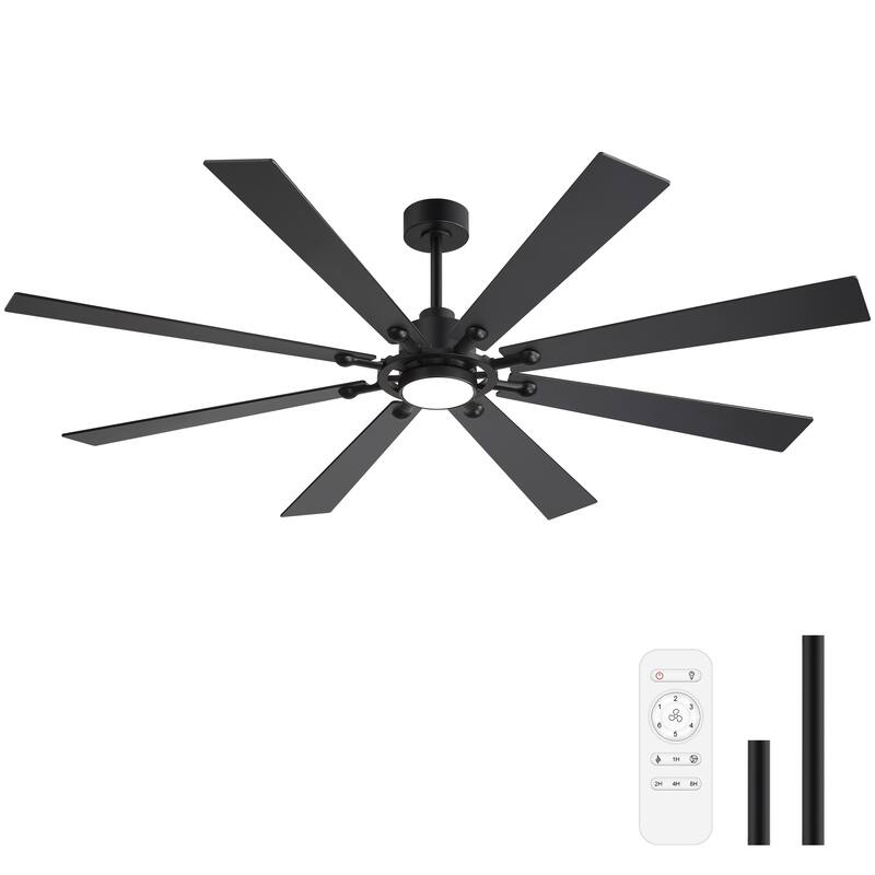 Large 72" Reversible 8-Blade Integrated Ceiling Fan with LED Light and Remote