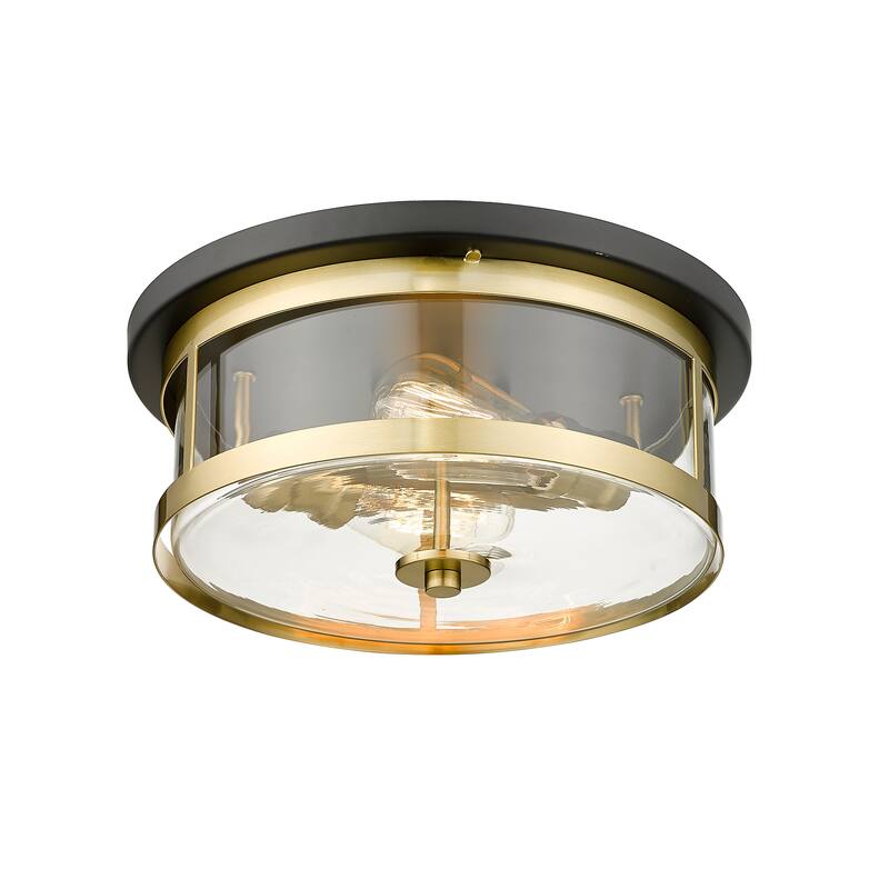 2 Light Gold & Black Semi Flush Mount
