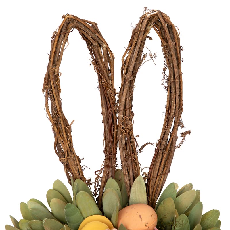 Shaved Wood Flowers Bunny Rabbit Silhouette Easter Wreath - 24"