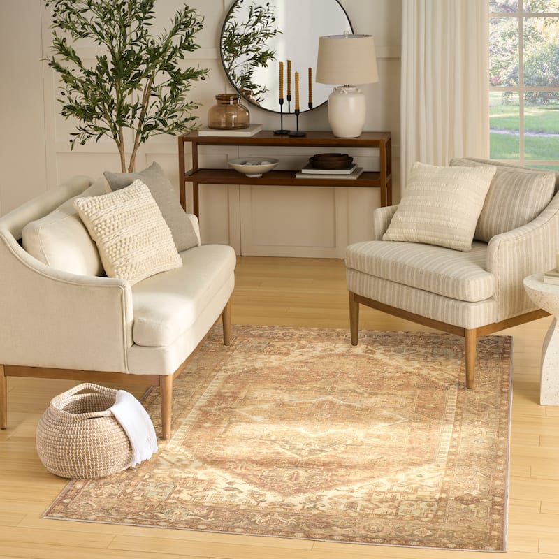 Nourison Vintage Washables Indoor only Gold Persian Area Rug