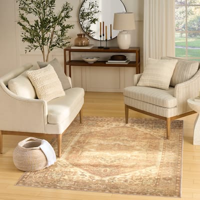Nourison Vintage Washables Indoor only Gold Persian Area Rug