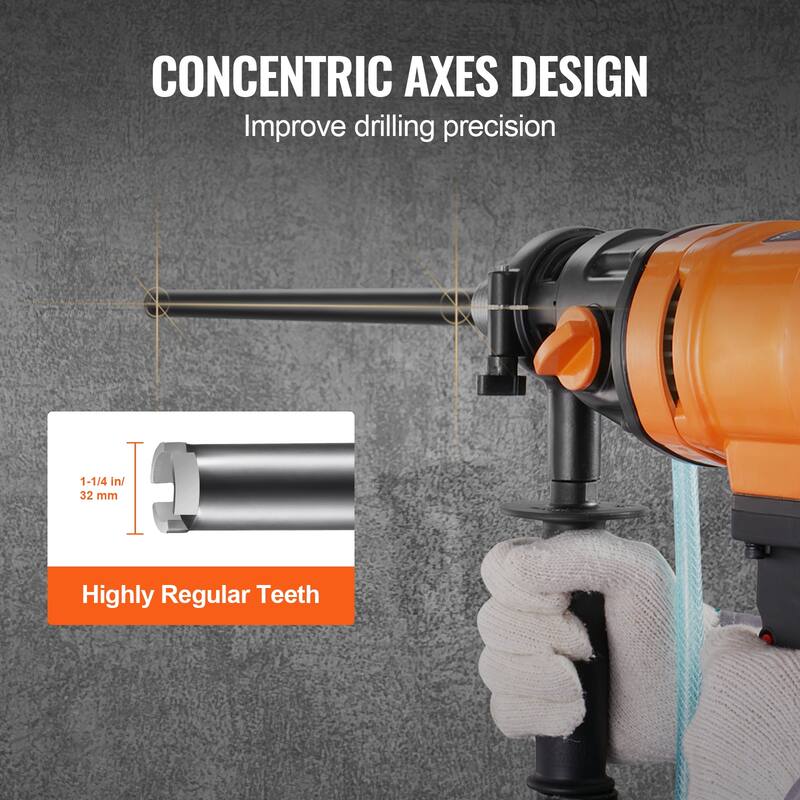 Core Drill Bit, 1-1/4" Wet Diamond Core Drill Bits, 14" Drilling Depth Concrete Core Drill Bit, 5/8"-11 Inner Thread