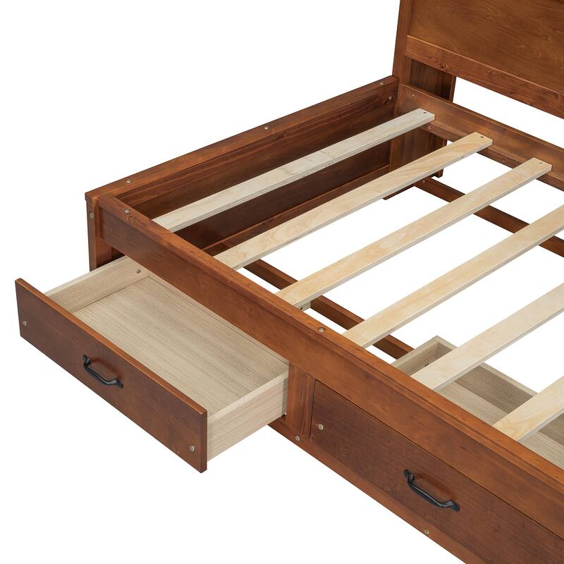Twin Size Wooden Daybed with 3 Storage Drawers, Upper Soft Board, shelf, and a set of Sockets and USB Ports
