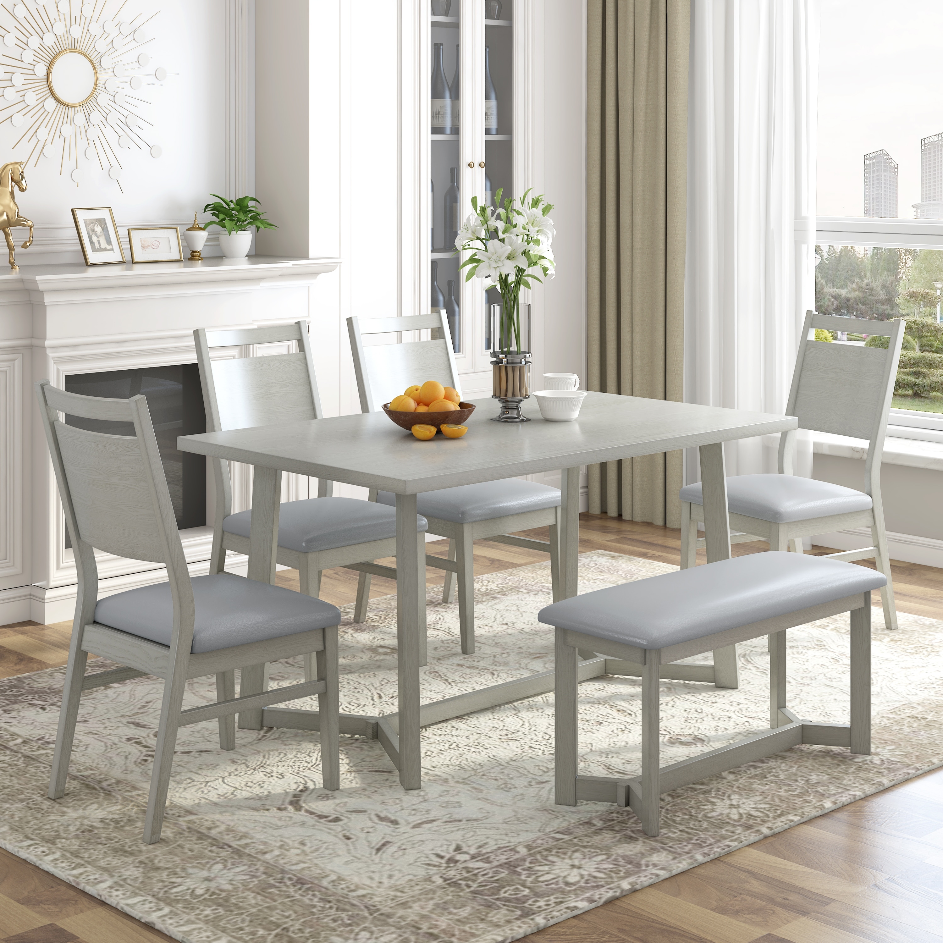 Square table with bench seats outlet