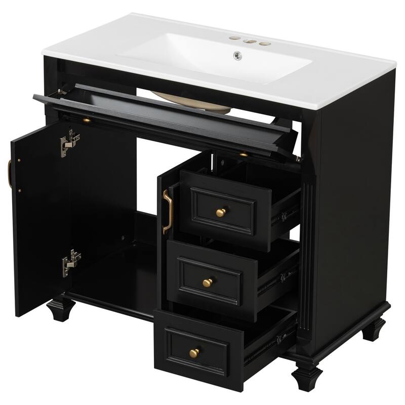 36"Freestanding Bathroom Vanity with Ceramic Sink