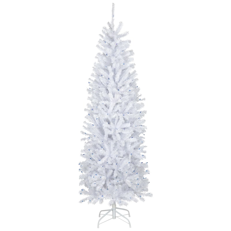 6.5' Pre-Lit Slim Geneva White Spruce Artificial Christmas Tree - Blue