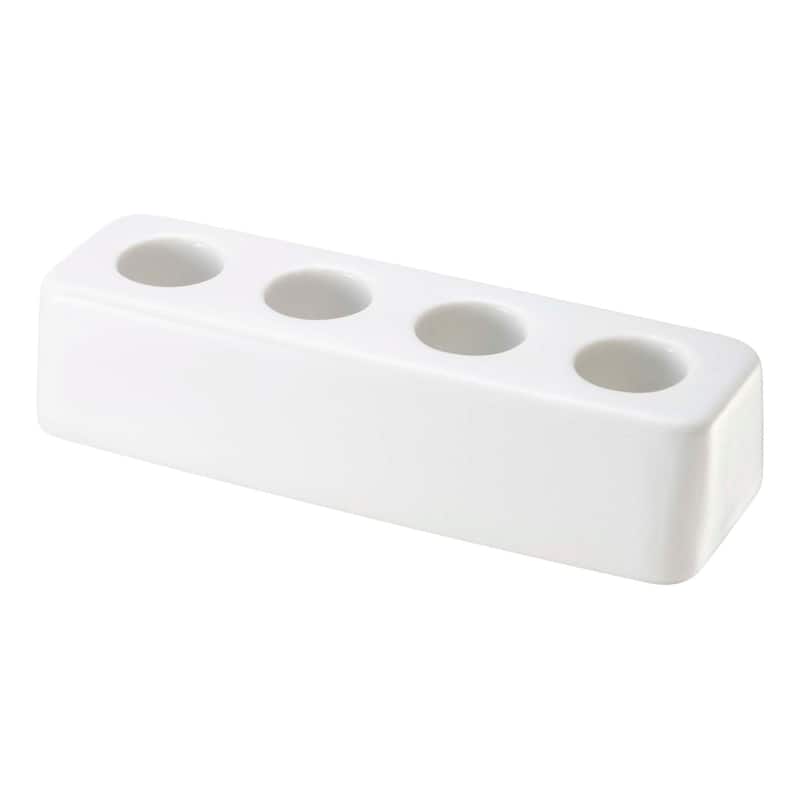 Yamazaki Home Ceramic Toothbrush Stand, Ceramic - White - L 1.38 x W 4.33 x H 0.98 inches - White - L 1.38 x W 4.33 x H  0.98 inches