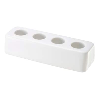 Yamazaki Home Ceramic Toothbrush Stand, Ceramic - White - L 1.38 x W 4.33 x H 0.98 inches
