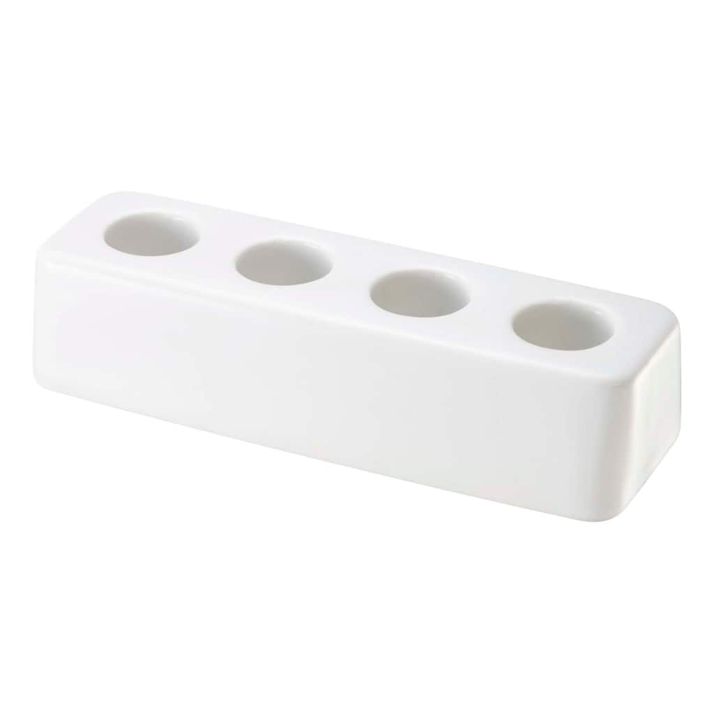 Yamazaki Home Ceramic Toothbrush Stand, Ceramic - White - L 1.38 x W 4.33 x H 0.98 inches