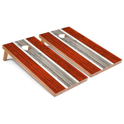 Orange Striped Cornhole Boards with Case & Lights