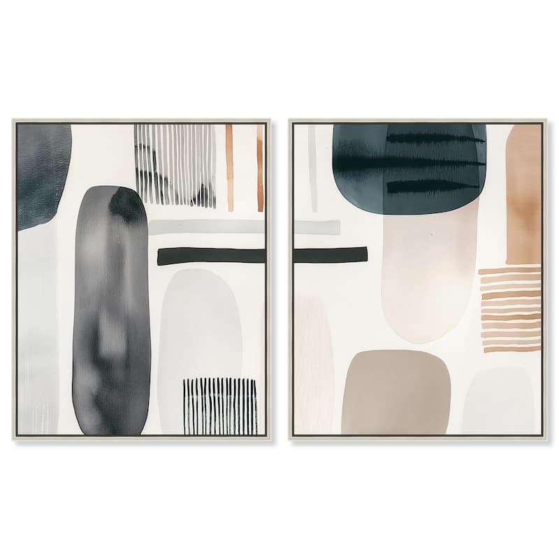 Floating Shapes I Canvas Set of 2 by Art Remedy - 16" x 20" - Silver