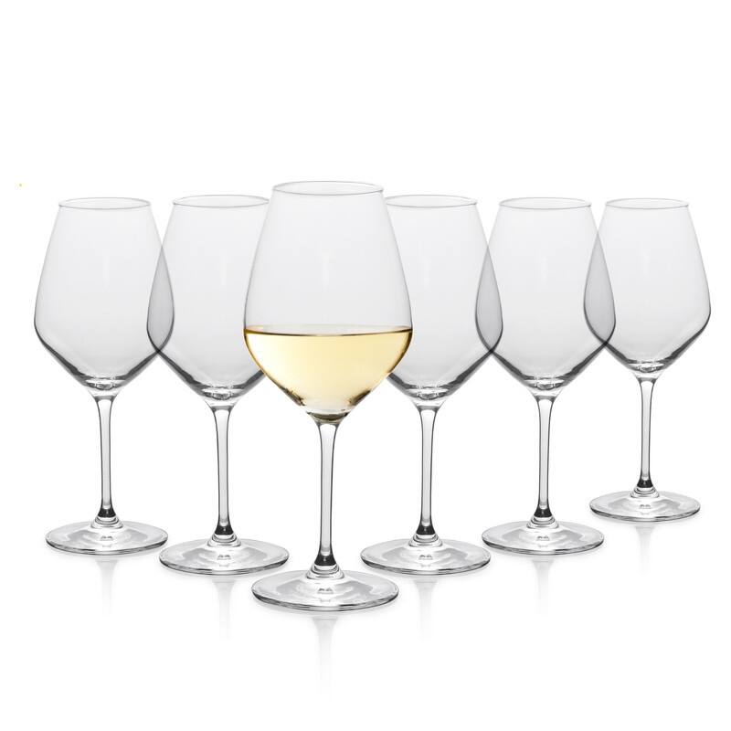 TABLE 12 14.5-Ounce White Wine Glasses, Set of 6, Lead-Free Crystal, Break Resistant
