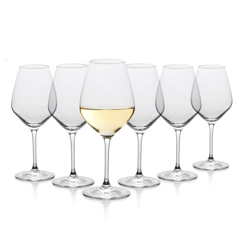 TABLE 12 14.5-Ounce White Wine Glasses, Set of 6, Lead-Free Crystal, Break Resistant
