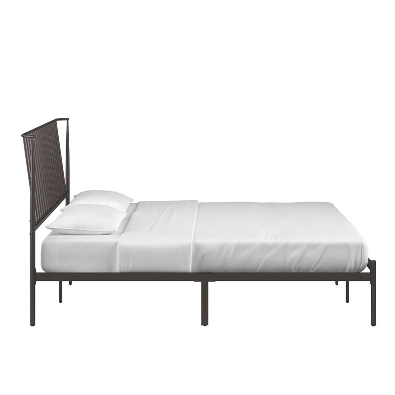 Bliss Metal Platform Bed with Curved Metal Headboard by iQ Modern