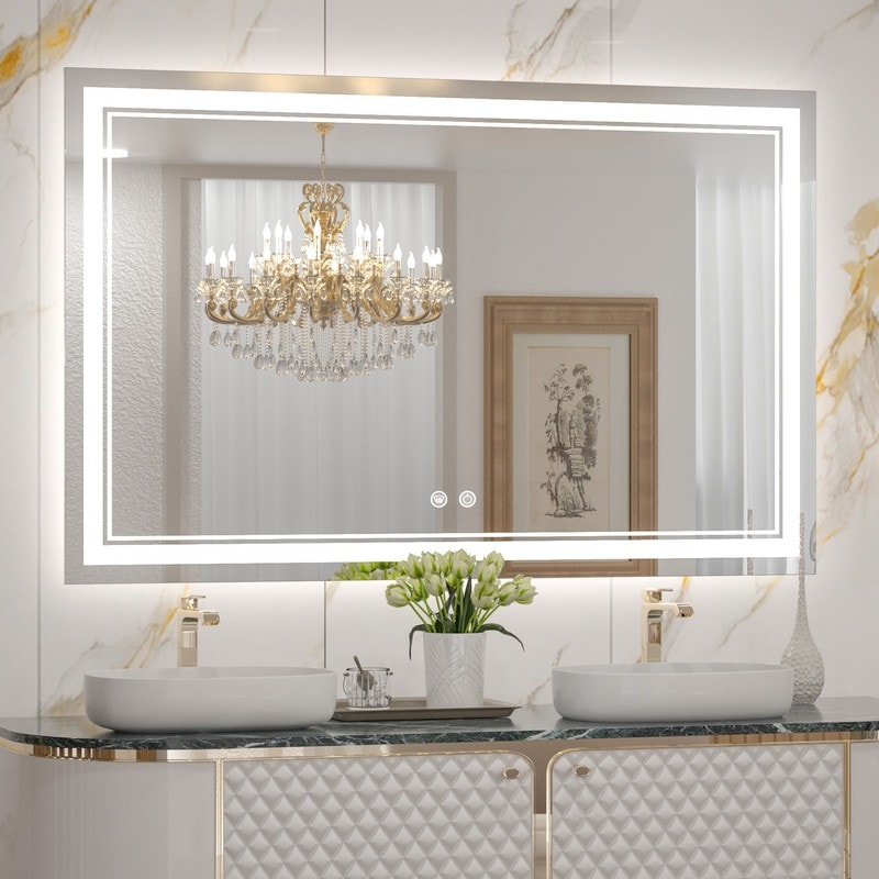 KEONJINN LED Lighted Bathroom Vanity Mirror 3 Colors Lights Wall Mirror
