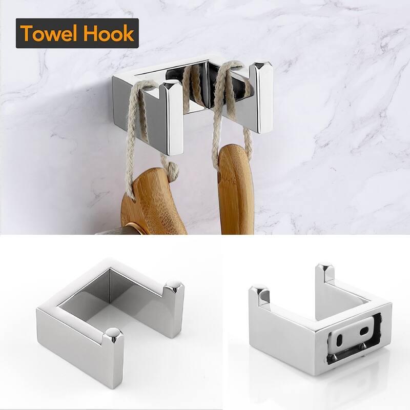 Interbath 4-Piece Bath Hardware Set with Towel Bar, Robe hook, Toilet Paper Holder and hand towel holder