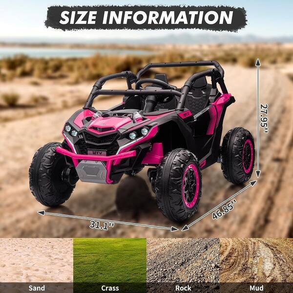 dimension image slide 4 of 5, 2 Seater Kids Electric Utv, 24V 4WD Ride On Car with Remote Control