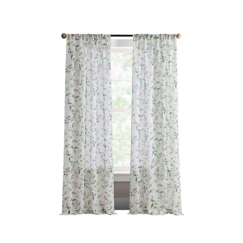 Martha Stewart Kensington Garden Print Poletop Curtain Panel Pair