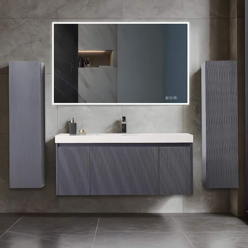 Blossom Positano 48" Floating Vanity with Sink & 2 Side Cabinets - Night Blue