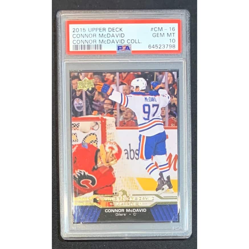 Connor McDavid 2015 Upper Deck Hockey Rookie Card RC #CM-16 Graded PSA 10 - 8'6" x 11'6"