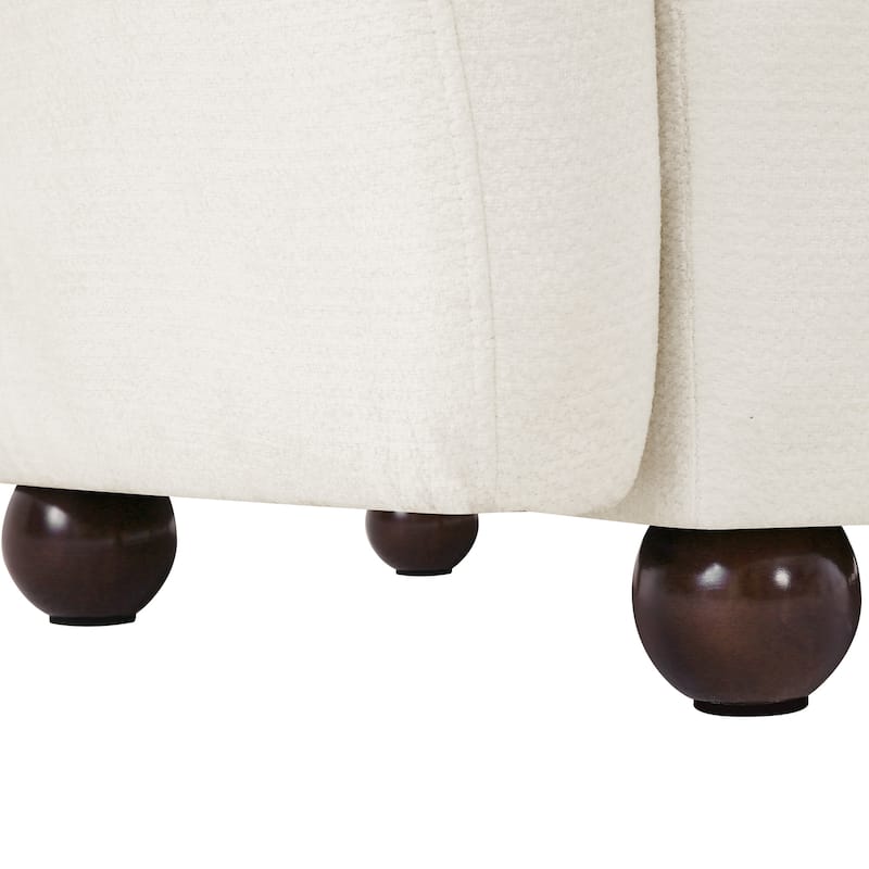 90.6" Chenille Upholstered Sofa with 6 Pillows, Modern 3-Seater Sofa Couch for Living Room Bedroom Apartment, White