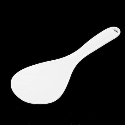 20cm Length White Plastic Reusable Rice Scoop Spoon Stripe Paddle