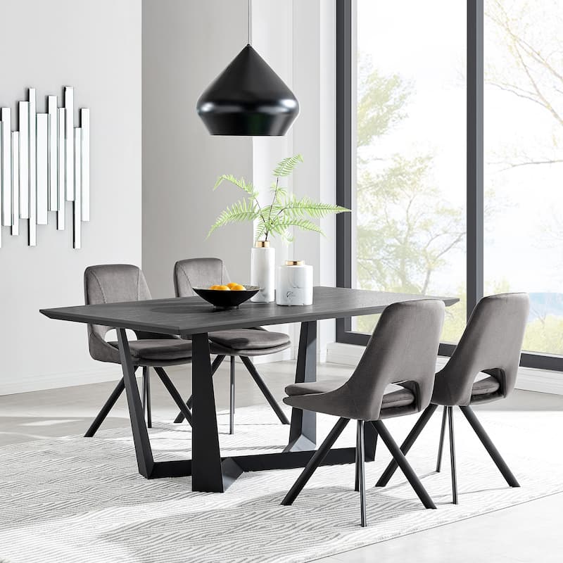 Radford Light or Dark Gray Rectangle 71" Dining Table with Black Base