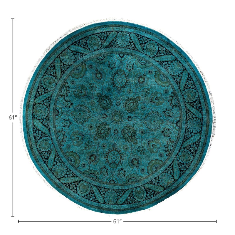 Fine Vibrance, One-of-a-Kind Hand-Knotted Area Rug - Blue, 5' 1" x 5' 1" - 5' 1" x 5' 1"