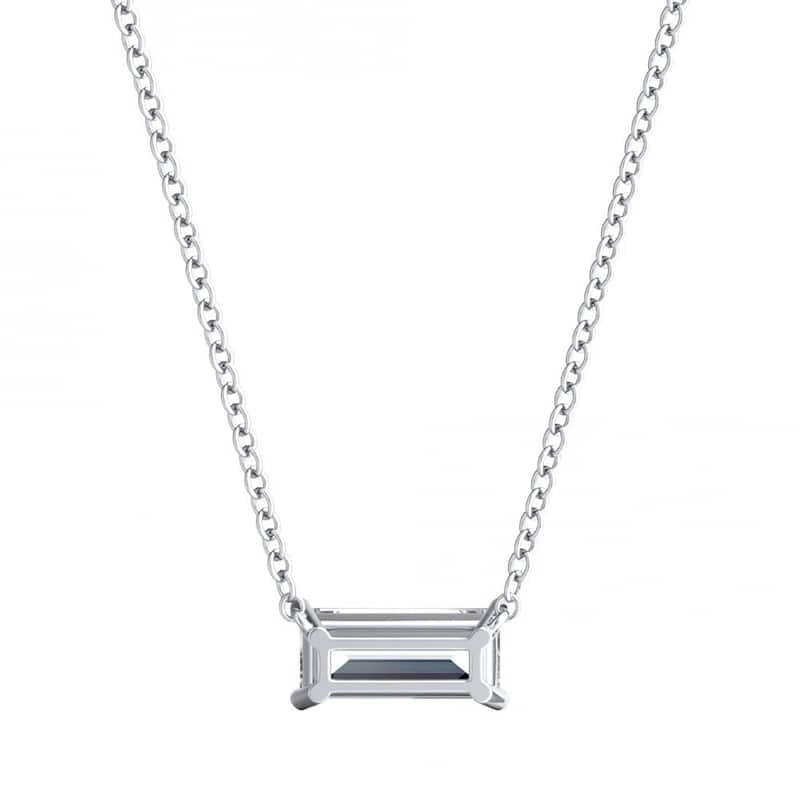 Auriya 14k Gold 1/4ct Emerald-Cut Diamond East-West Solitaire Pendant Necklace