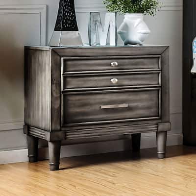 Nightstand Solidwood Hidden Drawer Nickel Round Knob Bedside Table Bedroom