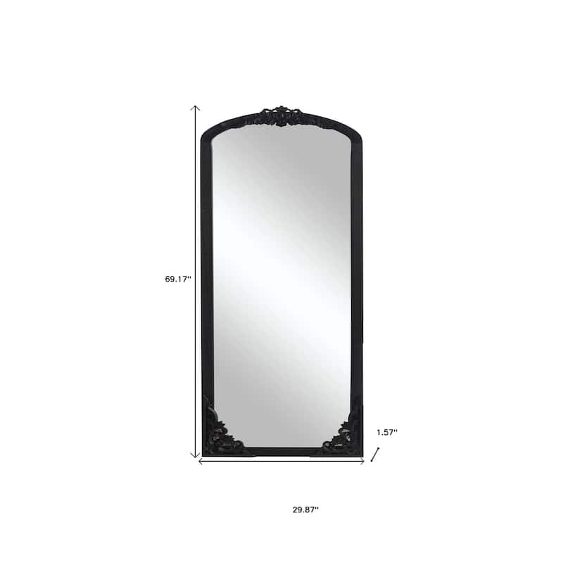 HomeRoots 69" Black Solid Wood Framed Full Length Mirror - 29.87 in. x 69.17 in. x 1.57 in.