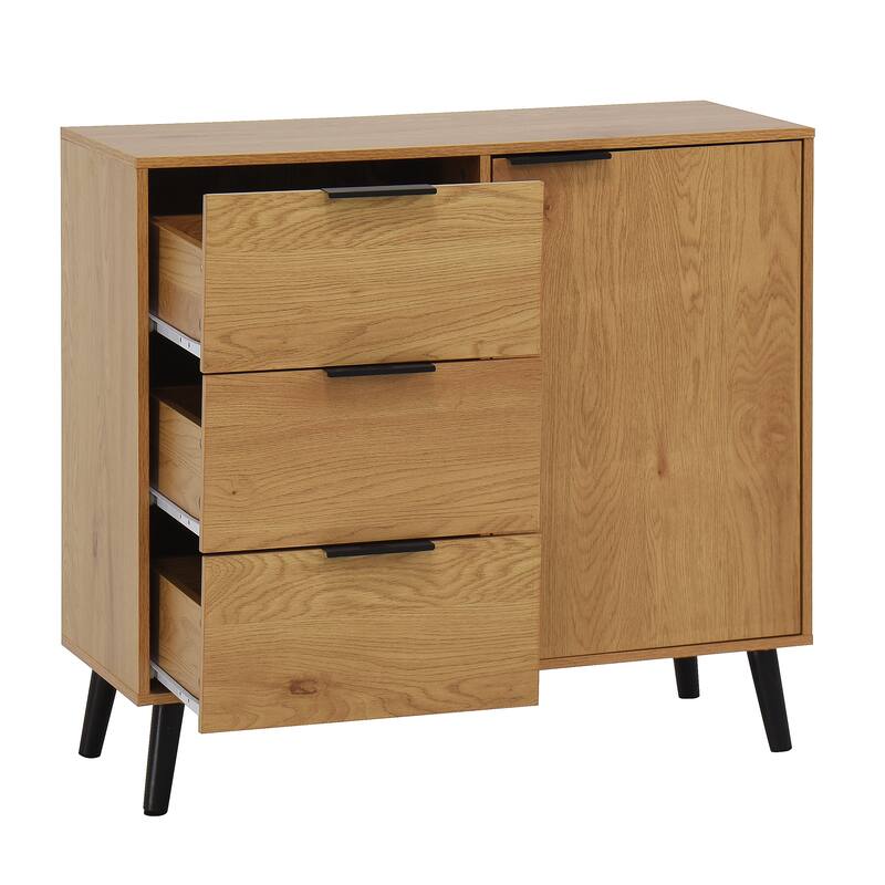 Modern Storage Cabinet with 3 Drawers and Adjustable Shelf for Living Room, Home Office, Entryway