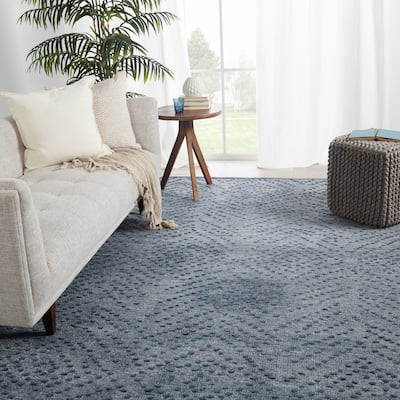 Florean Handmade Dotted Blue/ Gray Area Rug