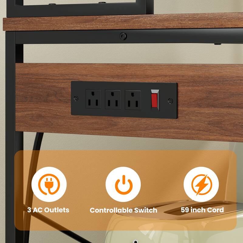 Anmytek Large 5-Tier Bakers Rack with Outlets Multi Tier Storage Rack Heavy Duty Appliance Organizer