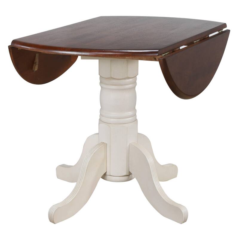 Drop Leaf Round Wooden Dining Table - 42" - White and Brown