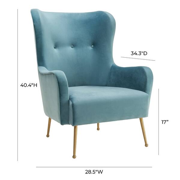 Ethan Sea Blue Velvet Chair With Gold Stainless Steel Legs Overstock 14046345