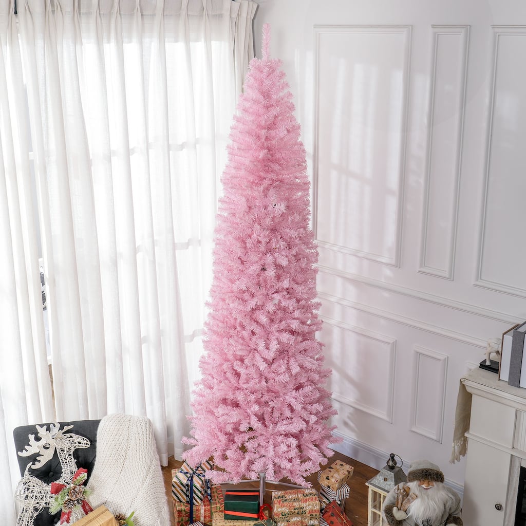 Unlit Slim Pencil Christmas Tree, 1168 Tips, Compact Design for Small Spaces Use, Artificial Xmas Tree for Holiday Decor