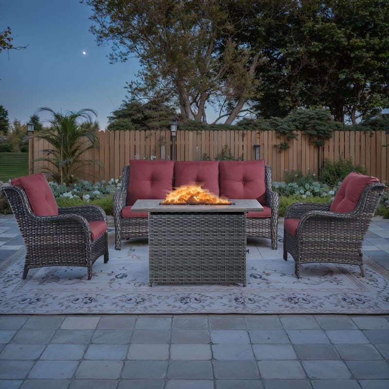 Outdoor Sofa Couch with 41" Fire Pit Table