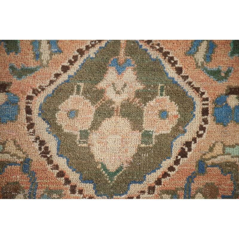 Hand Knotted Oriental 100% Wool Carpet Traditional Floral Coral Mashad Area Rug - 11' 4'' X 10' 3''