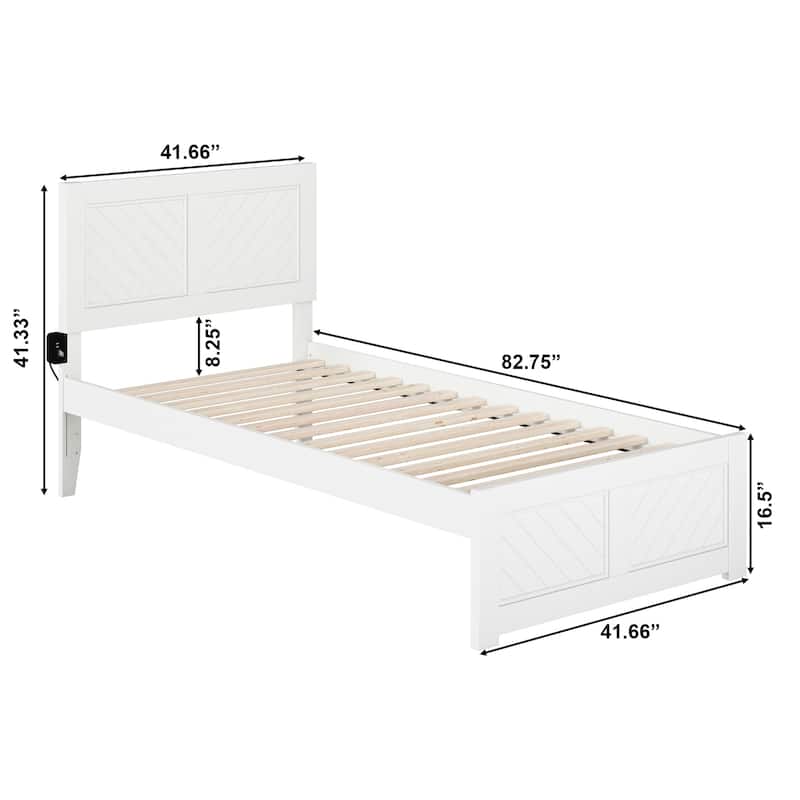 Twin XL Platform Bed with Footboard - HomeStock Renaissance Rhapsody - Modern Bedroom Furniture