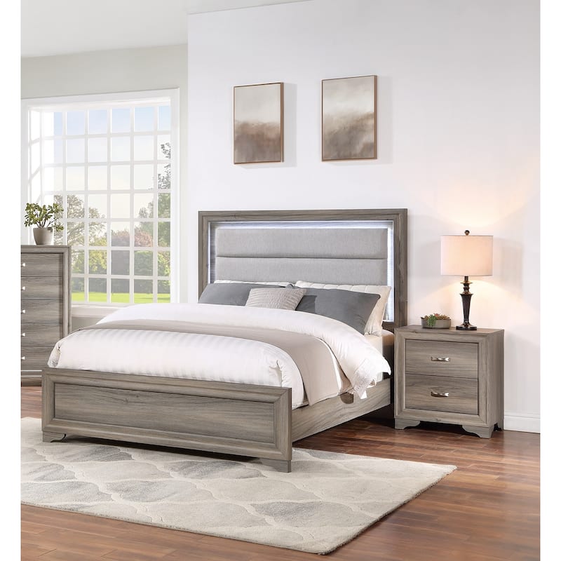 Modern 1pc Nightstand Wooden Bedside Table 2- Drawers Bedroom Furniture