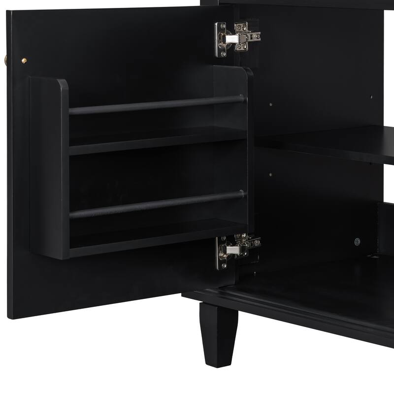 36 Inch Bathroom Vanity with Ceramic Sink Top, Solid Wood Frame, MDF & Poplar Cabinet, Flip Drawers, Adjustable Shelf