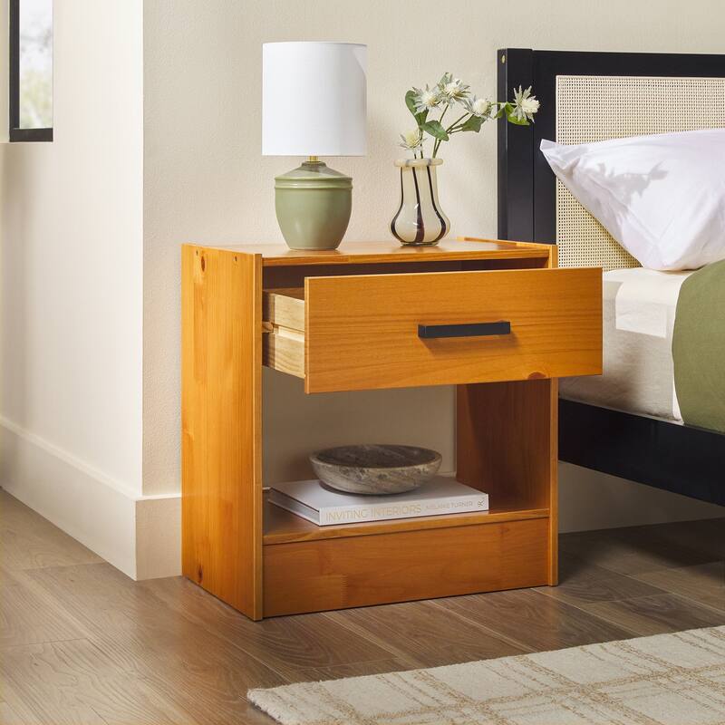 Walker Edison Modern Easy Assembly 1-Drawer Solid Wood Nightstand