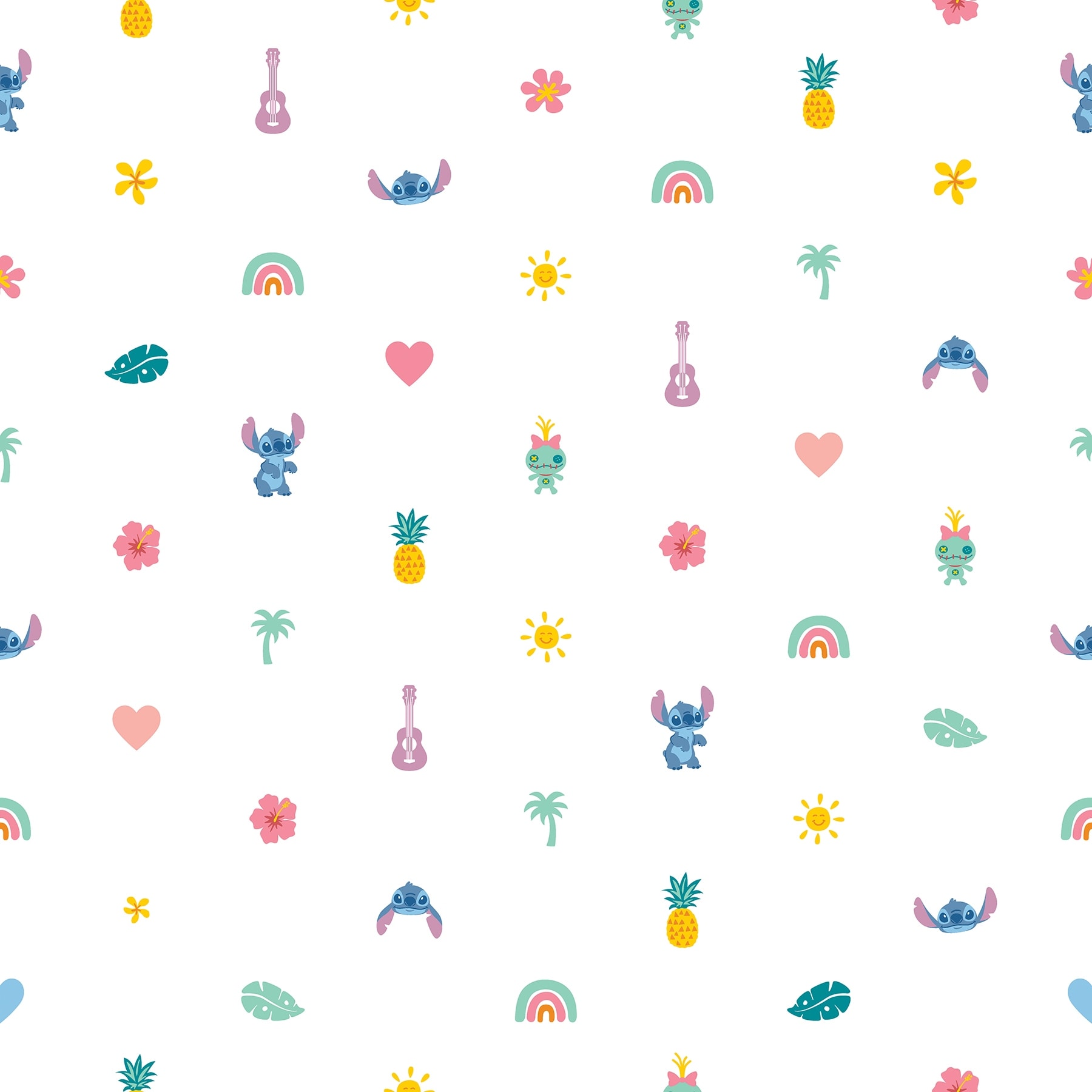 Disney Stitch Aloha Mini Print Blue and Pink Peel and Stick Wallpaper - 216 x 20.50